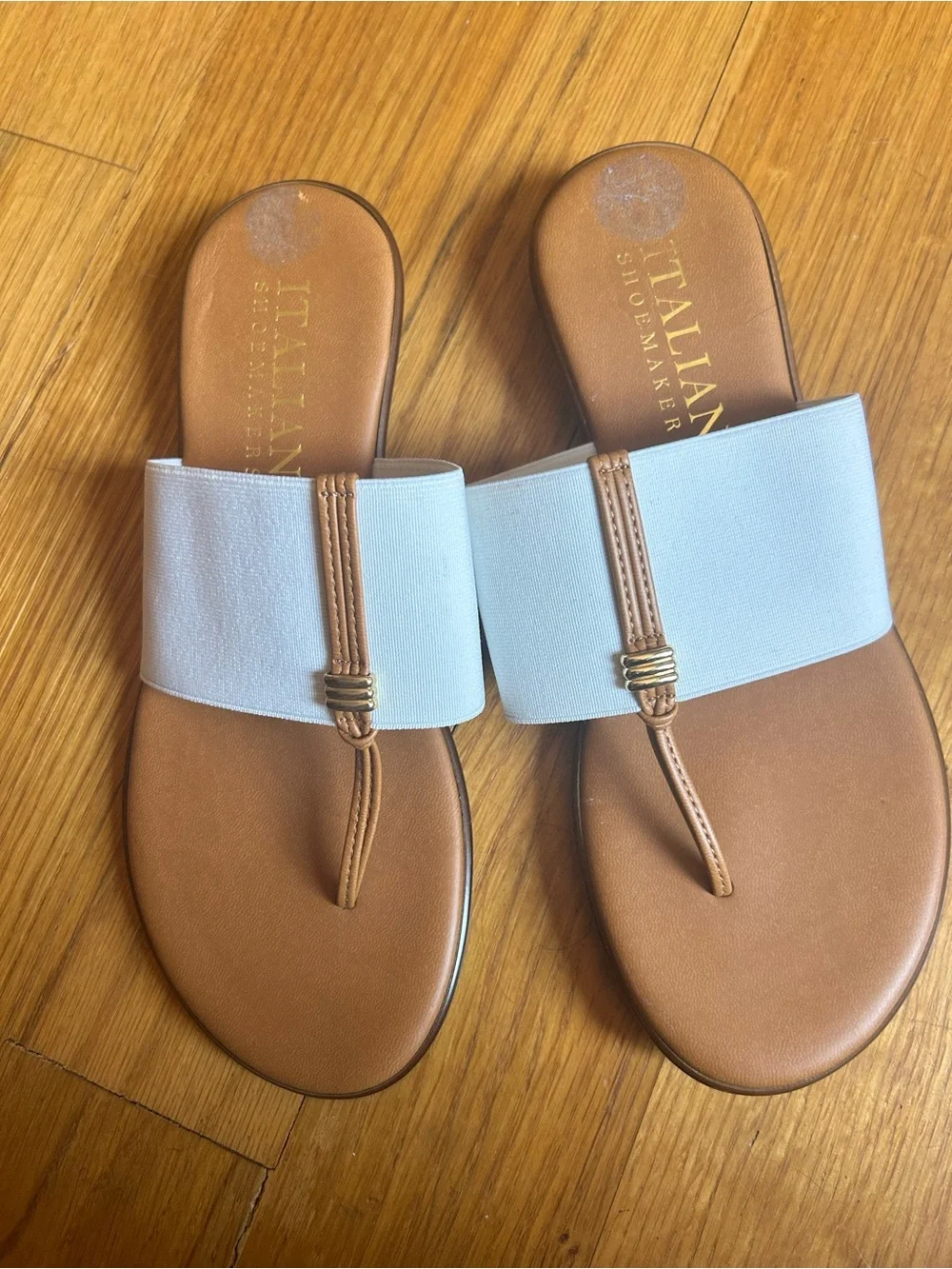 Italian Shoemakers Briley Women’s Thong Slide Sandals Brown/White Slip On Sz 8